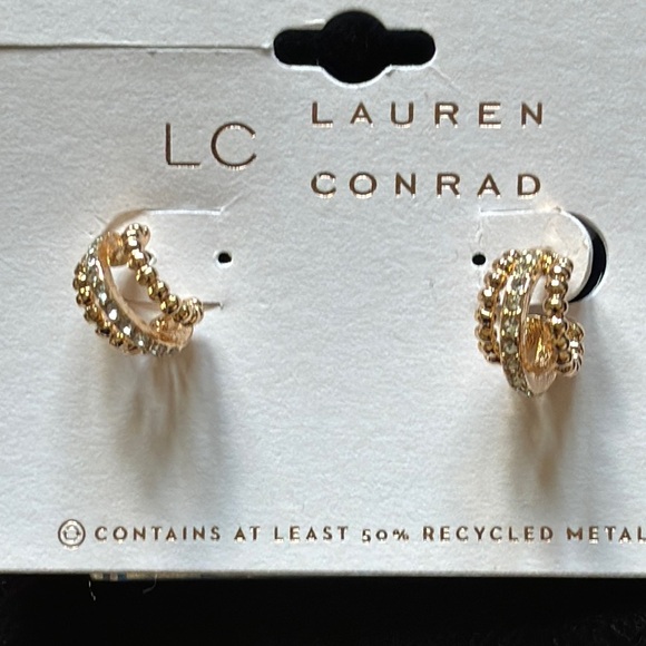 NWT-LC Lauren Conrad Gold Fan-Shaped Earrings - Picture 5 of 5